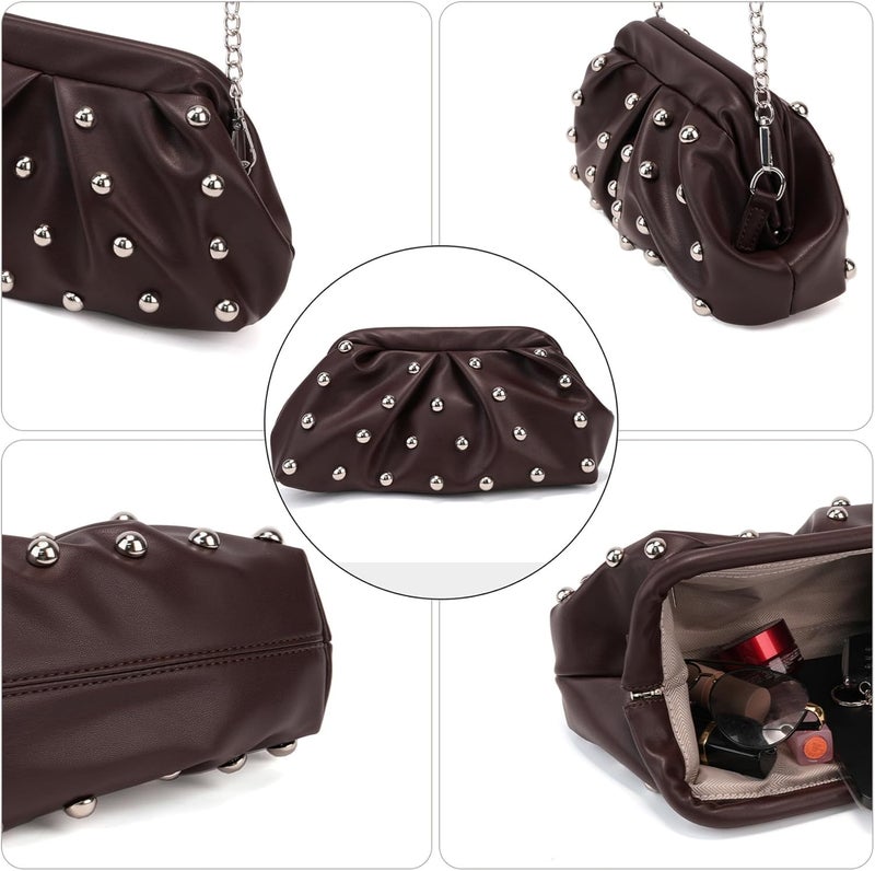KingTo Store Clutch Purses for Women, Soft Cloud Bag Fashion Dumpling with Ruched Pouch Handbag for Crossbody Shoulder - Image 5
